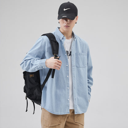 Autumn and Winter new long sleeve shirt men's denim shirt men's shirt trendy men's clothing shirt 8022