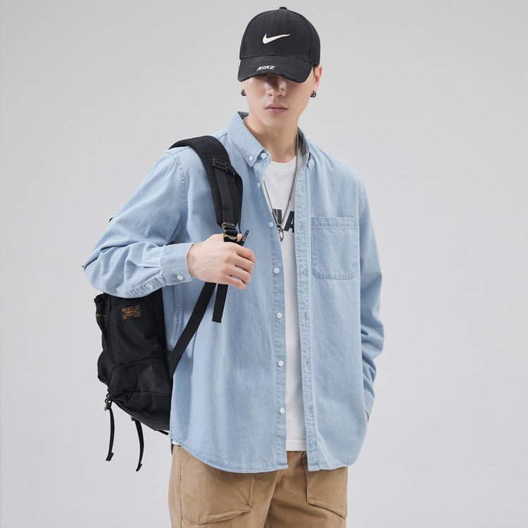 Autumn and Winter new long sleeve shirt men's denim shirt men's shirt trendy men's clothing shirt 8022