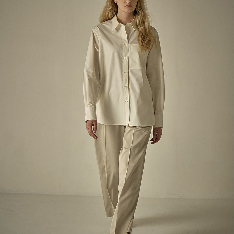 2025 autumn high-grade cotton shirt Women's Korean-style ins loose stylish design commute style long-sleeved shirt