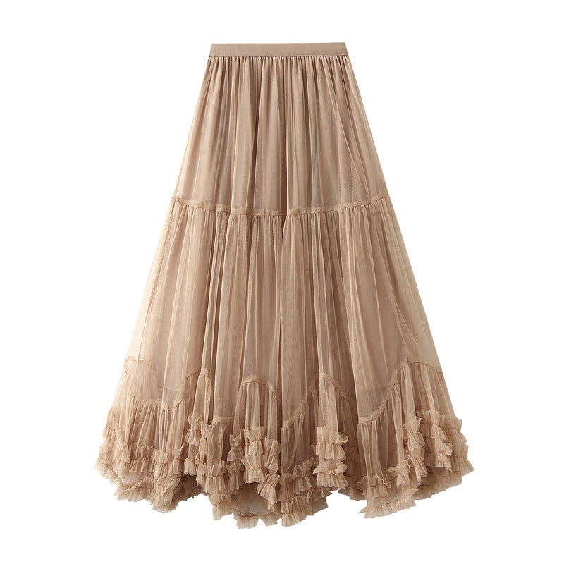 Oversized swing design fashion mesh skirt sweet fungus lace A- line large hem pettiskirt 4932