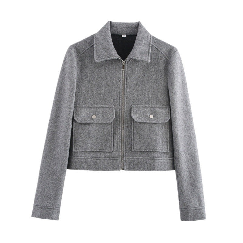 Cross-border autumn Europe and America cross border women's clothing street fashion casual soft woolen jacket coat