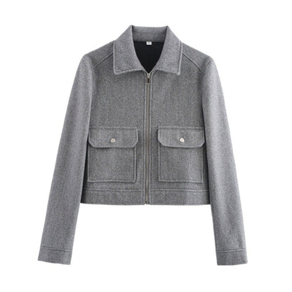 Cross-border autumn Europe and America cross border women's clothing street fashion casual soft woolen jacket coat