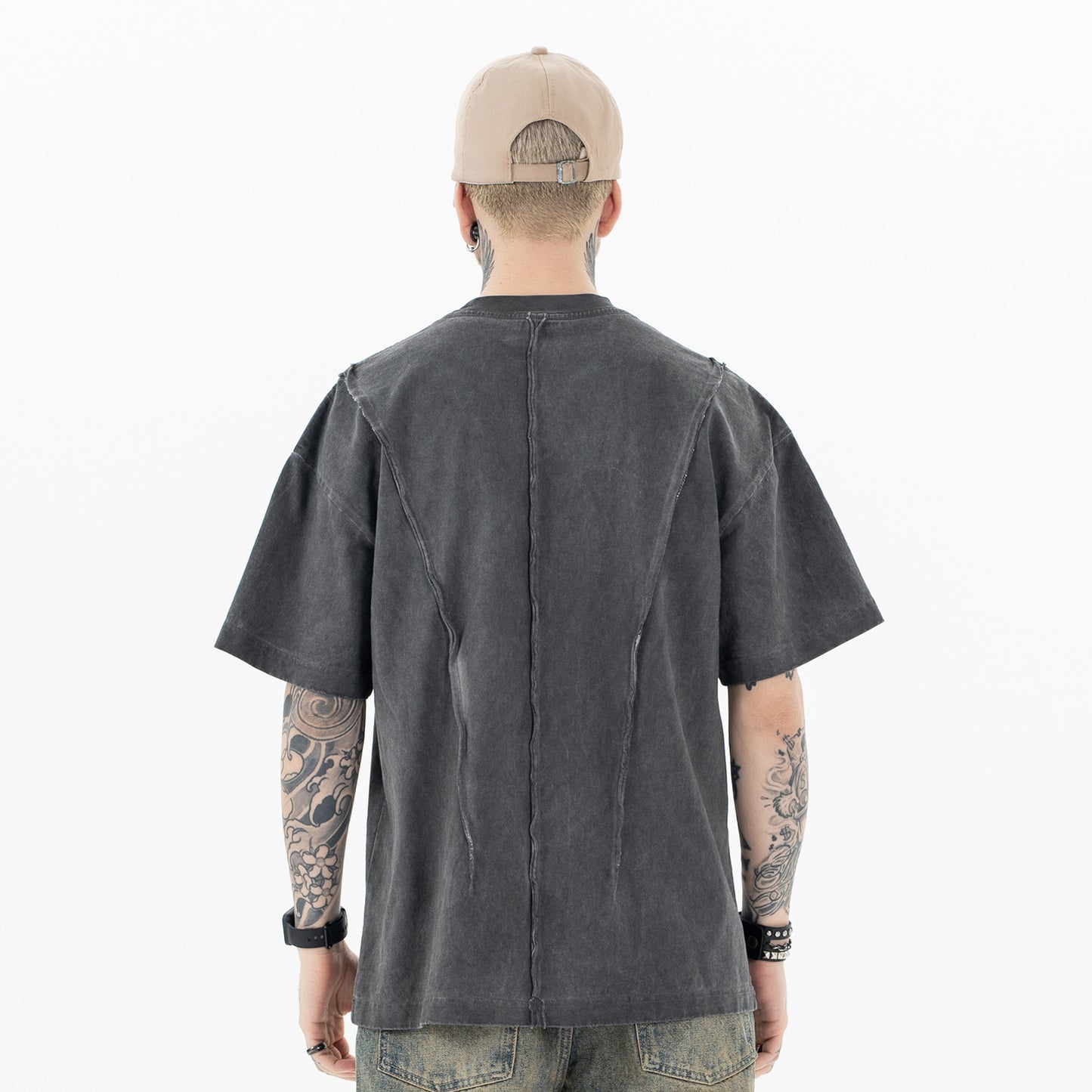 Lanhai men's clothing | 2025 Spring/Summer New trendy brand niche cutting design logo embroidered crew neck short sleeve T-shirt men and women
