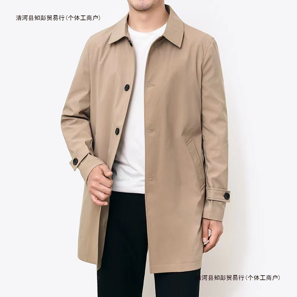 Business casual trench coat lapel coat coat high-grade 2025 jacket men's spring and summer Spring and Autumn plus size high-end