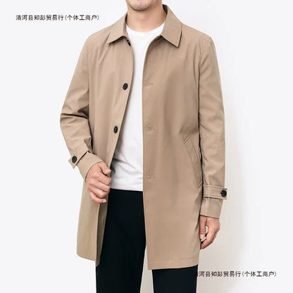Business casual trench coat lapel coat coat high-grade 2025 jacket men's spring and summer Spring and Autumn plus size high-end
