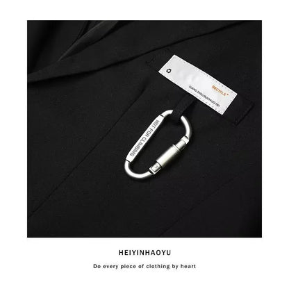 High-end casual retro loose black suit jacket men's ins fashion design sense niche fried street Ruan handsome suit