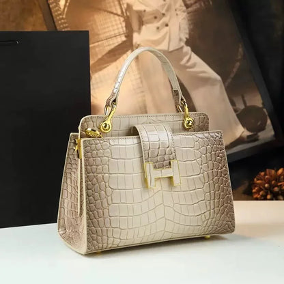 High-grade crocodile pattern leather tote women's 2024 new cross-border foreign trade fashion all-match shoulder messenger bag