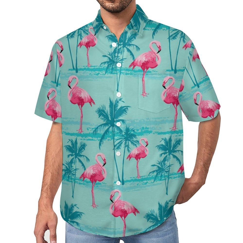 Men's Hawaiian shirt short sleeve button shirt tropical summer beach blouse casual floral Hawaiian shirt