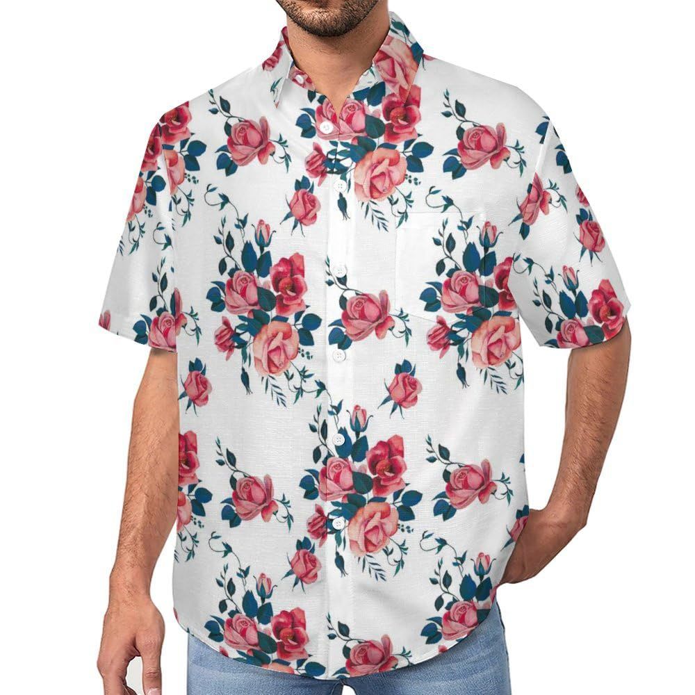 Men's Hawaiian shirt short sleeve button shirt tropical summer beach blouse casual floral Hawaiian shirt