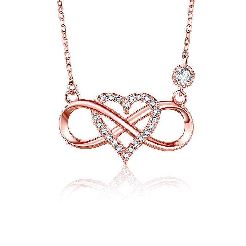 925 sterling silver infinite heart necklace for Women summer European and American Amazon cross-border Hot 8-shaped clavicle chain accessories