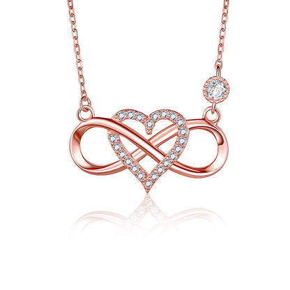 925 sterling silver infinite heart necklace for Women summer European and American Amazon cross-border Hot 8-shaped clavicle chain accessories