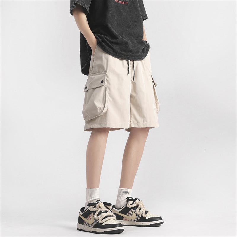 LKTM men's clothing# American retro large workwear with pocket shorts men's fashion brand Pu Shuai loose casual plus size shorts