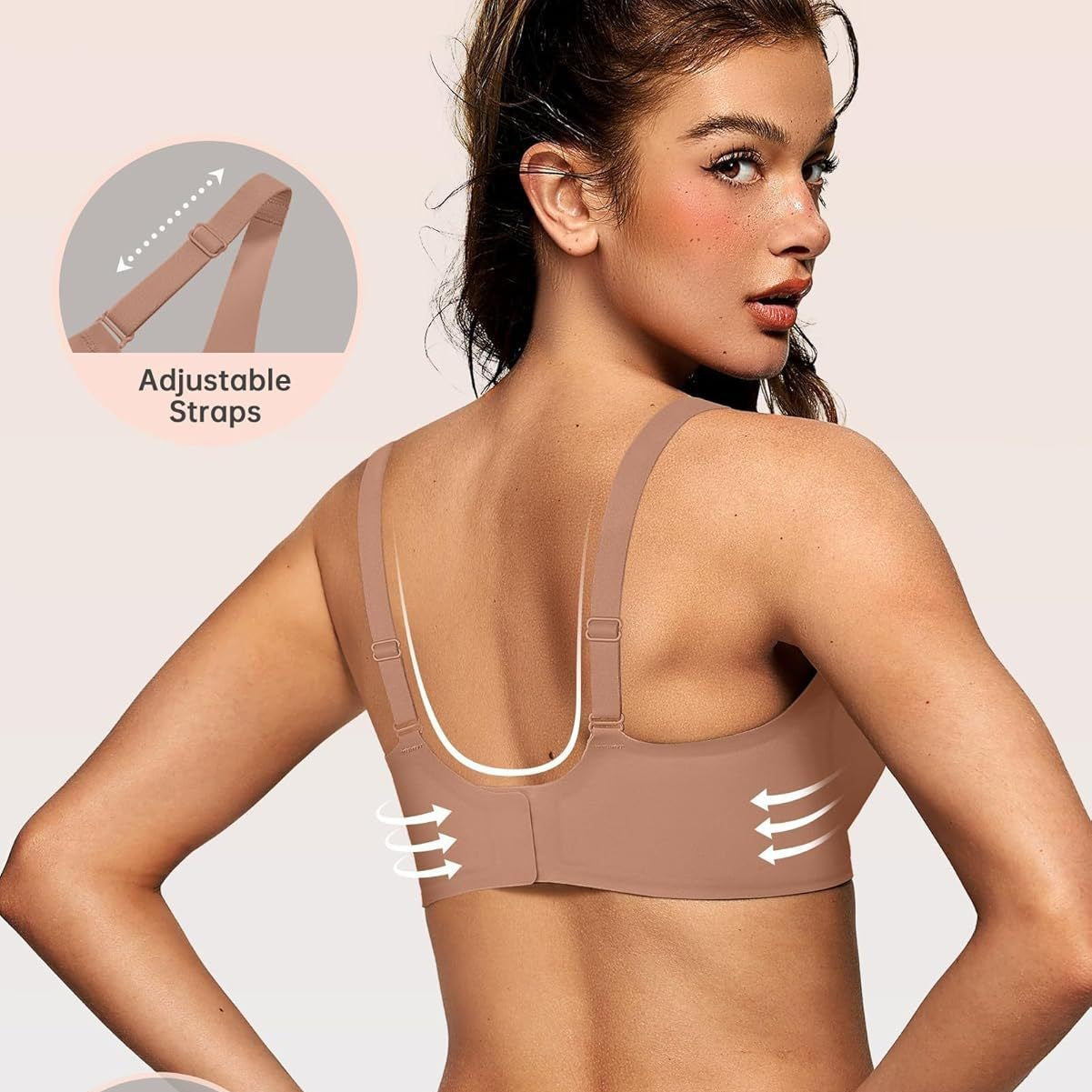 OEAK women's deep V bra wireless comfortable bra support wireless bra T-shirt gathering bra