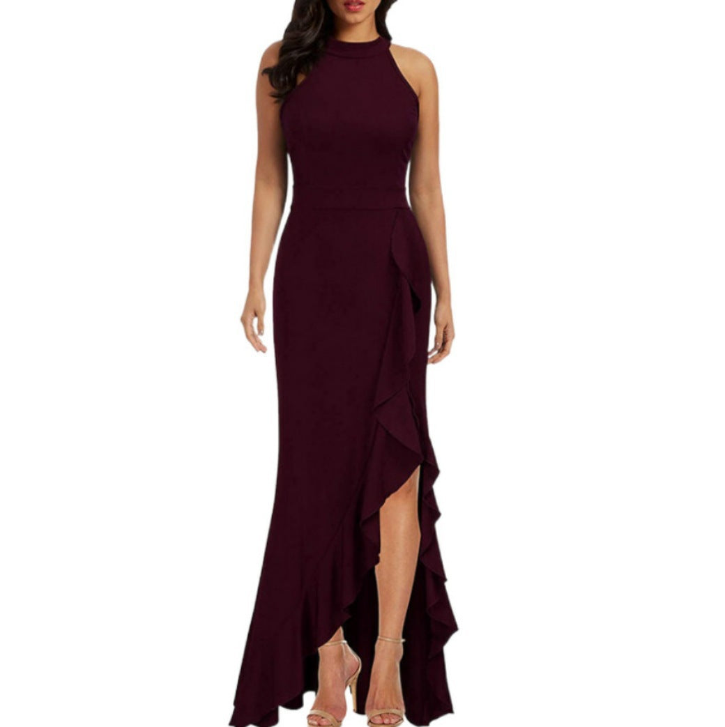 Spring/summer 2022 European and American Foreign Trade women's clothing eBay AliExpress wish maxi dress split ruffled evening dress dress