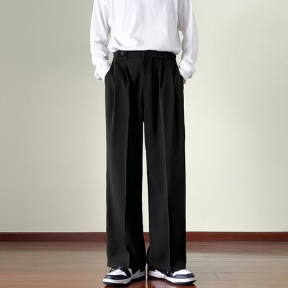 Design suit pants men's Spring and Autumn New Hong Kong style ins trendy loose casual pants men's and women's solid color wide-leg straight pants