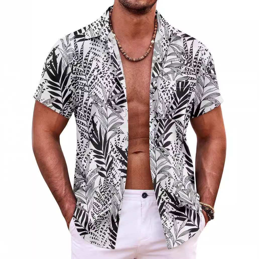 Men's Hawaiian shirt short sleeve button shirt tropical summer beach blouse casual floral Hawaiian shirt