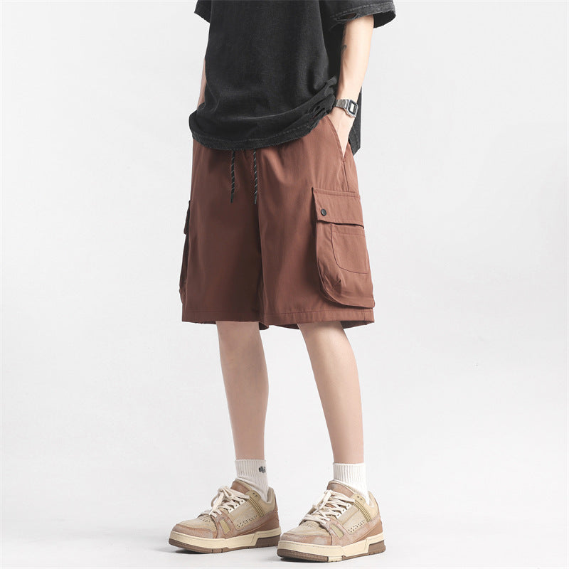 LKTM men's clothing# American retro large workwear with pocket shorts men's fashion brand Pu Shuai loose casual plus size shorts