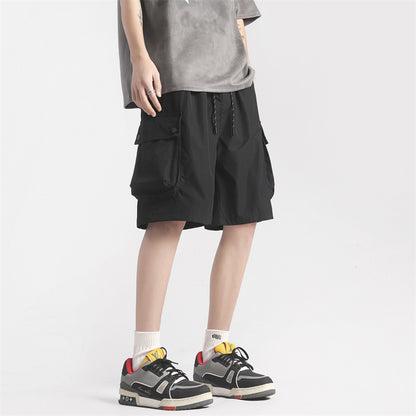 LKTM men's clothing# American retro large workwear with pocket shorts men's fashion brand Pu Shuai loose casual plus size shorts