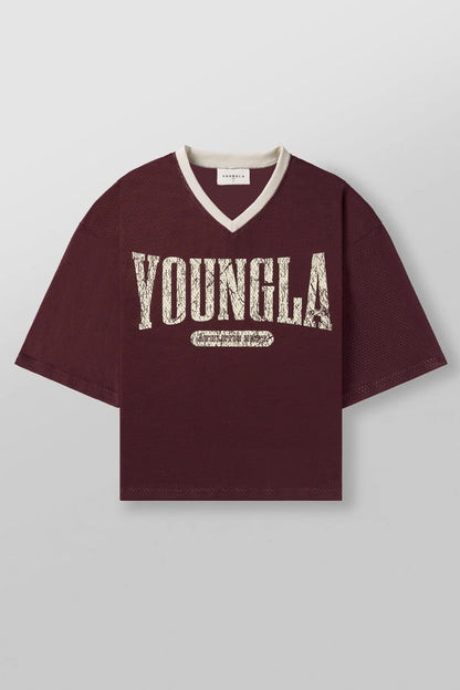 YOUNGLA American fashion brand oversized T-shirt men's exercise workout quick-drying breathable large mesh printed short-sleeved top