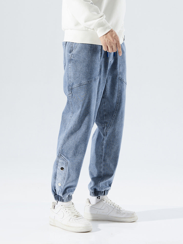Heren losse jeans met modieuze borduursels