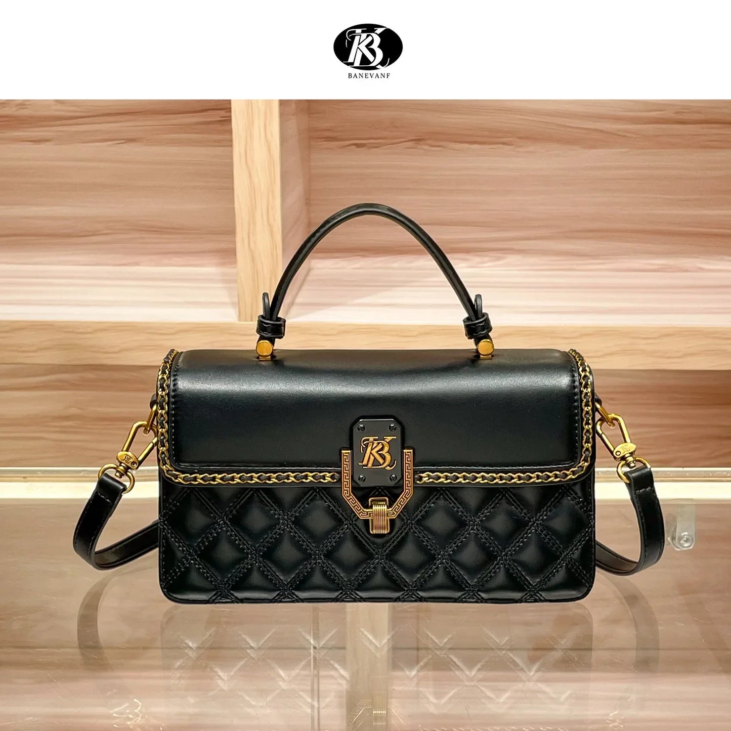 KB Princess Barney 2024 new high-grade genuine leather diamond quilted handbag bag women's fashionable all-match shoulder messenger bag