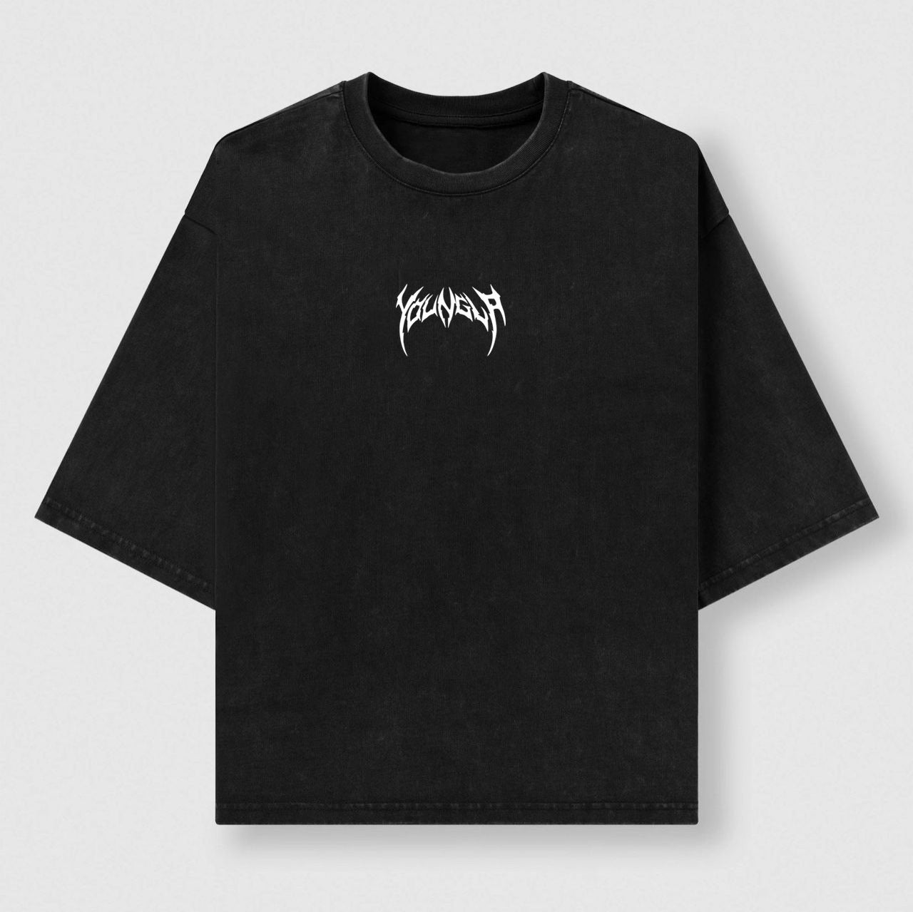 YOUNGLA American fashion brand men's T-shirt heavy cotton washed distressed printed casual round neck short sleeves top