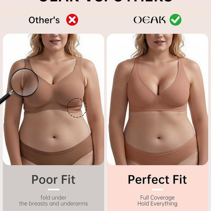 OEAK women's deep V bra wireless comfortable bra support wireless bra T-shirt gathering bra