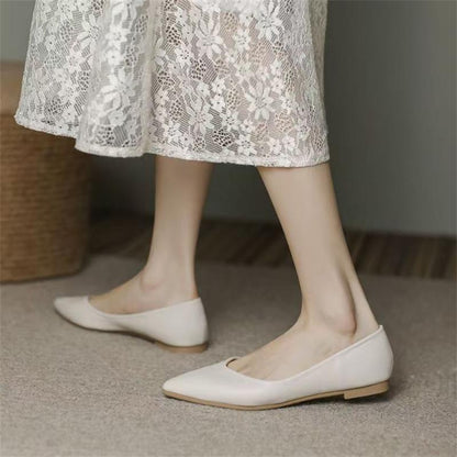 French flat pumps 2025 new spring and autumn pointed gentle fairy lady commuter low-cut work shoes plus size nurse shoes