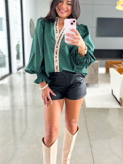 Europe and America cross border fashion loose printed pullover for women 2025 autumn and winter New contrast color V-neck long sleeve chiffon shirt for women