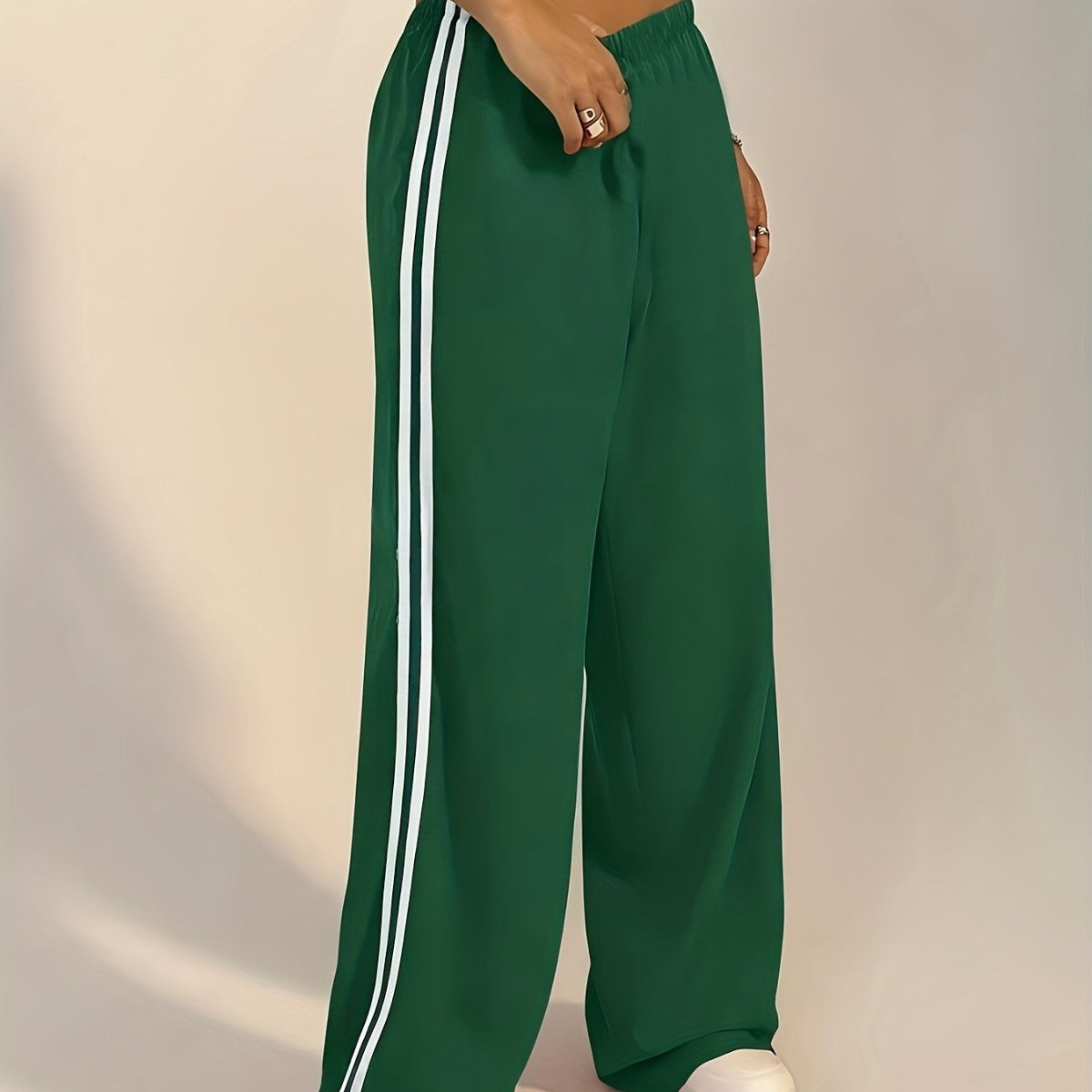 Plus size women's side striped straight casual pants sports pants female loose casual sweatpants wide leg pants plus size women's pants