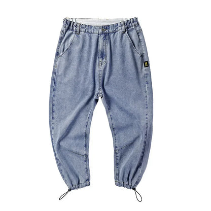 2021 plus size leg shaping harem pants men's business shirt casual loose jeans men ankle-tied large size plus size wide leg ankle-tied trousers
