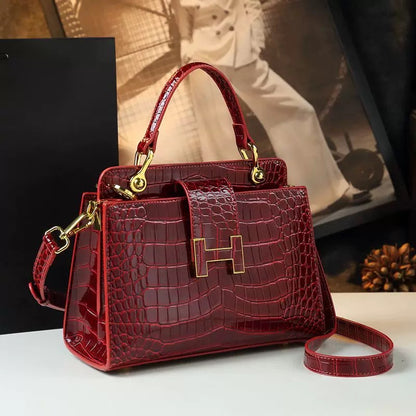 High-grade crocodile pattern leather tote women's 2024 new cross-border foreign trade fashion all-match shoulder messenger bag