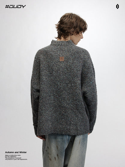 # OVDY autumn and winter knitted sweater idle style new pure color simple American small V-neck loose sweater