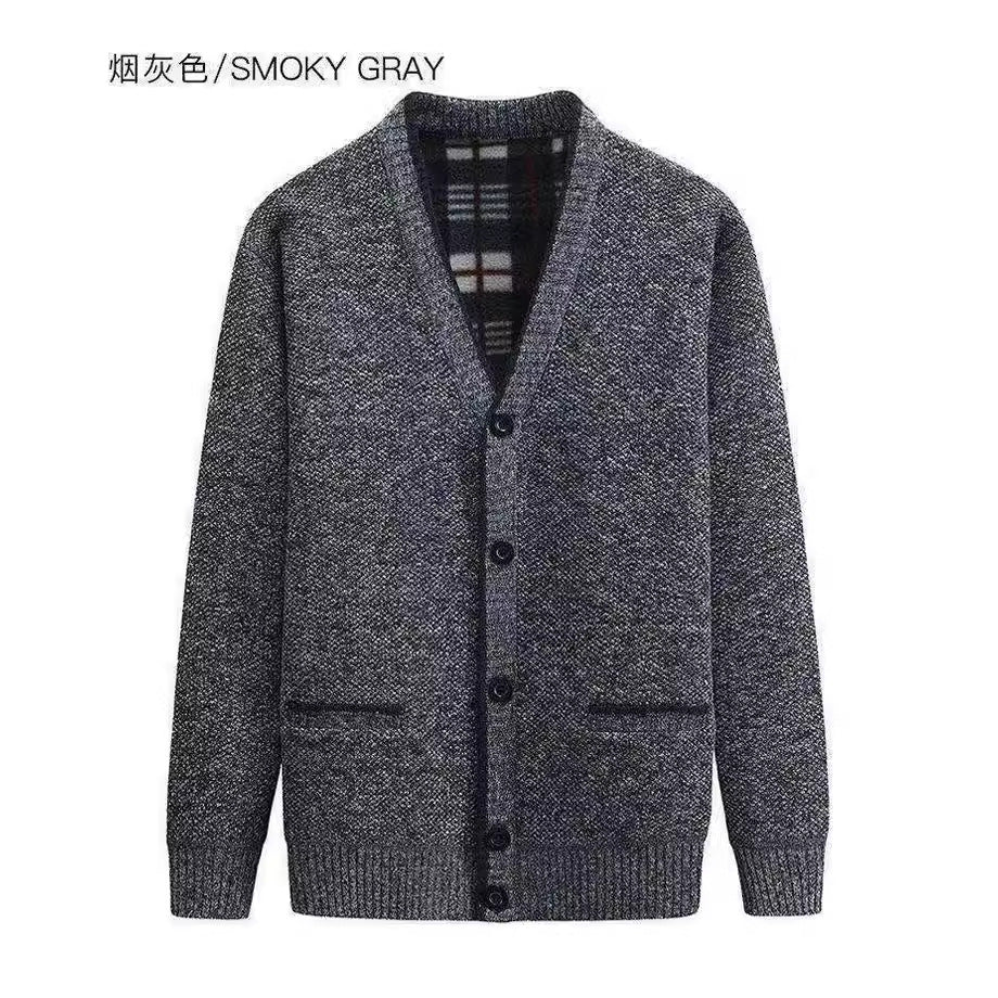 Men's Velvet Sweater Cardigan V Neck