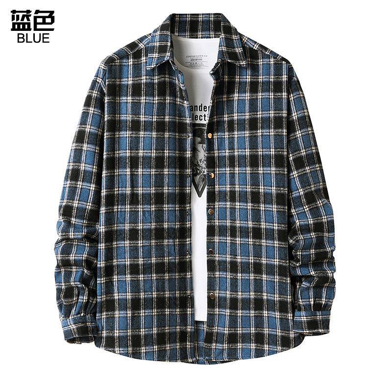 2025 Europe and America cross border Autumn New American flannel plaid shirt men's style coat shirt
