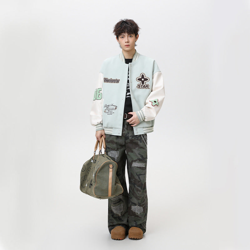 Jie Zhan YOU goods | Diamond embroidered American sports baseball uniform 25 Autumn New American flight jacket men