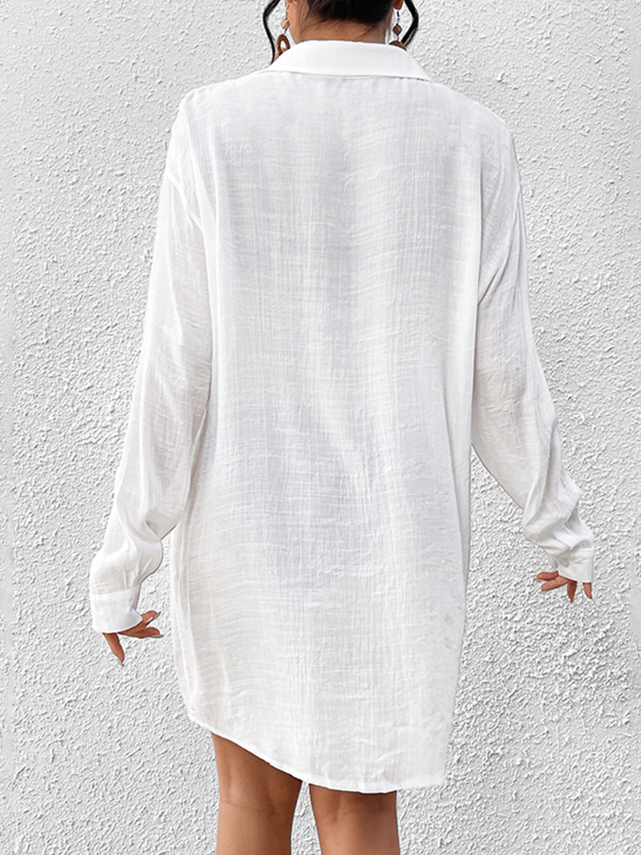 Bamboo Cotton Shirt Sunscreen Cardigan Beach Blouse Holiday Bikini Women's Swimwear