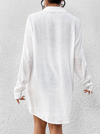 Bamboo Cotton Shirt Sunscreen Cardigan Beach Blouse Holiday Bikini Women's Swimwear
