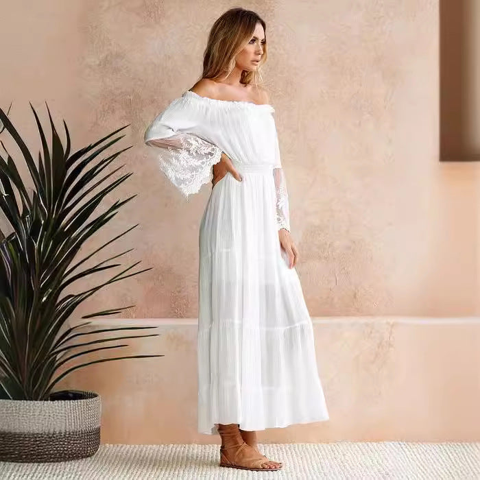 Bohemian White Lace Patchwork Dress