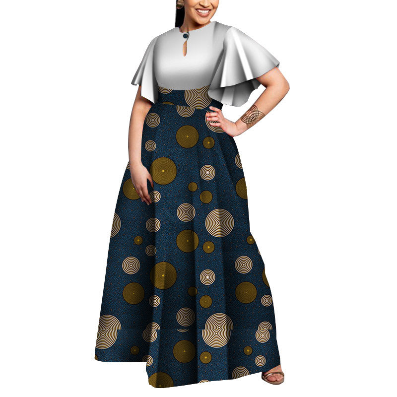 Plus size party dress African women's dress style Elegant Lady print wax clothing