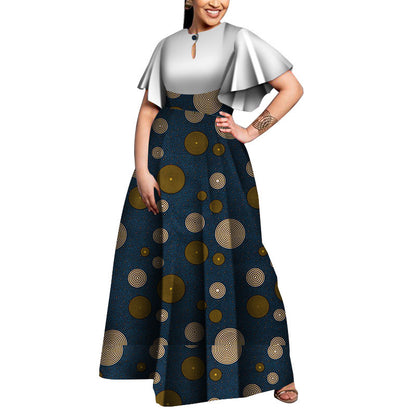 Plus size party dress African women's dress style Elegant Lady print wax clothing
