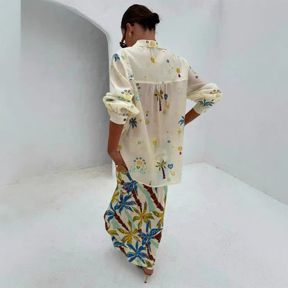 2-Delige linnen set met print