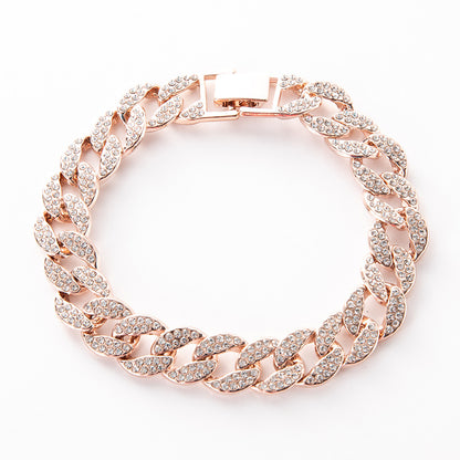 European and American hot clavicle chain jewelry full diamond alloy Cuban necklace hip hop jewelry summer rhinestone all-match necklace