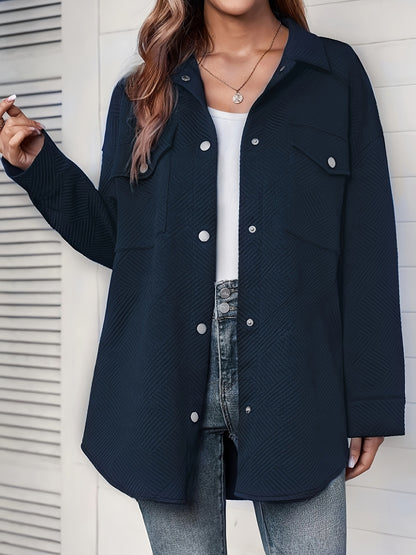 Europe and America cross border Amazon women's long sleeve texture loose casual fashion shirt coat female