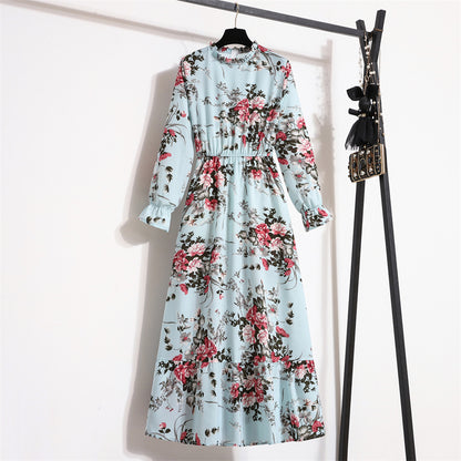 Cross-border foreign trade Amazon new retro dress women's autumn design tight waist slimming niche dress
