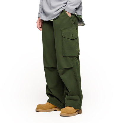 Jie Zhan men's clothing | Azut dyed paratrooper overalls fall 2025 retro Street Tide brand loose parachute pants