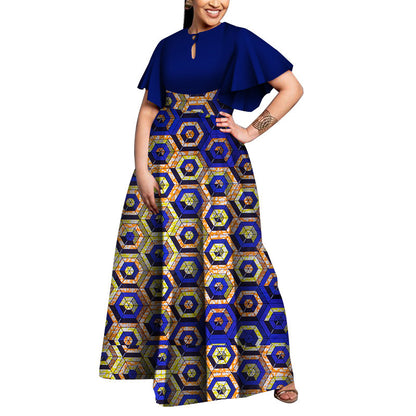 Plus size party dress African women's dress style Elegant Lady print wax clothing