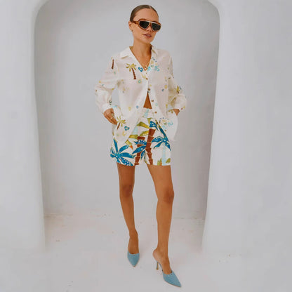 2-Delige linnen set met print