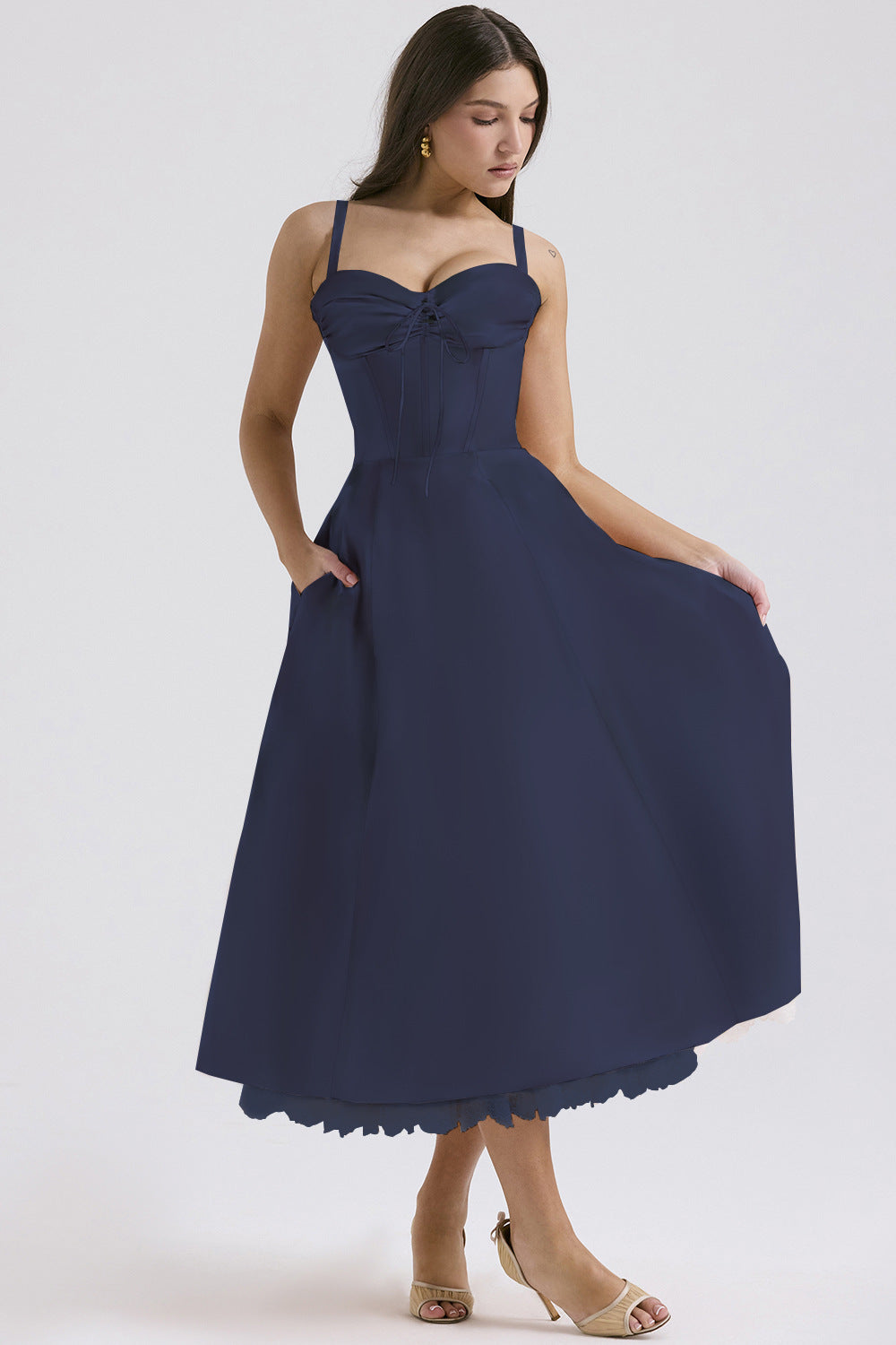 Europe and America cross border elegant floral series French summer strap gentle dress slimming floral strap dress