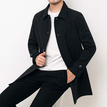 Business casual trench coat lapel coat coat high-grade 2025 jacket men's spring and summer Spring and Autumn plus size high-end